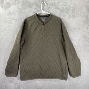 Rhone Sweater men's Large Quilted 1/4 Zip Pullover Green Cotton Blend Casual
